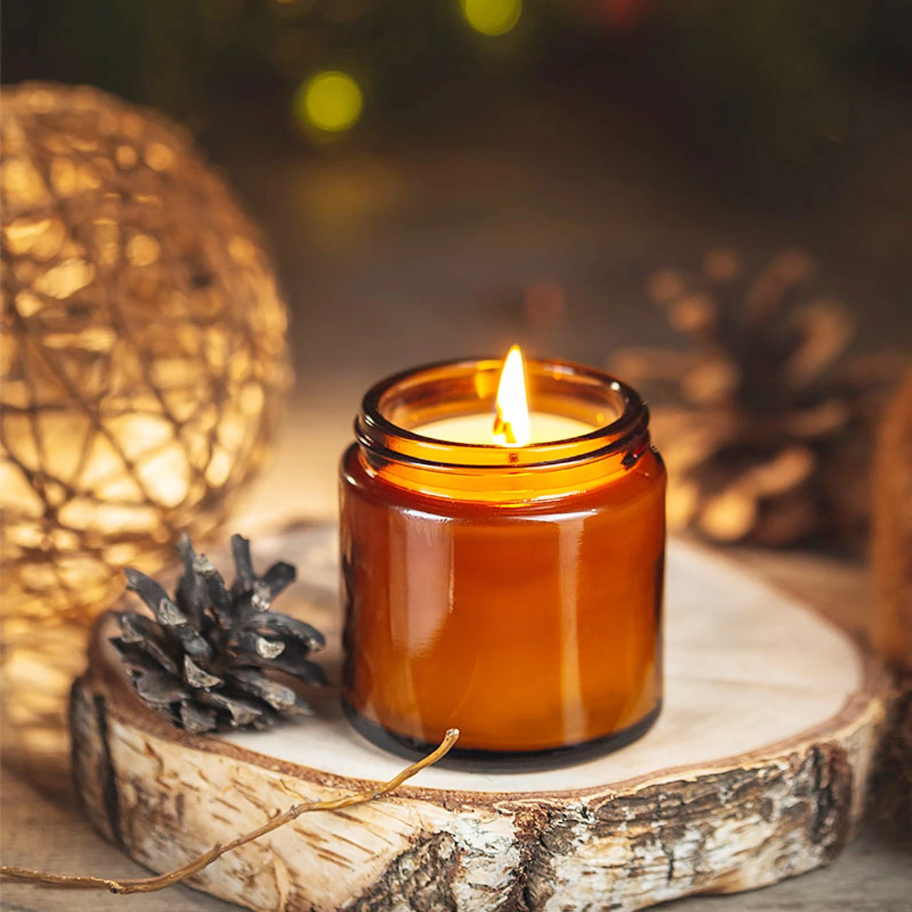 Amber Jar Candle - Bocaux en verre pour bougies, 4